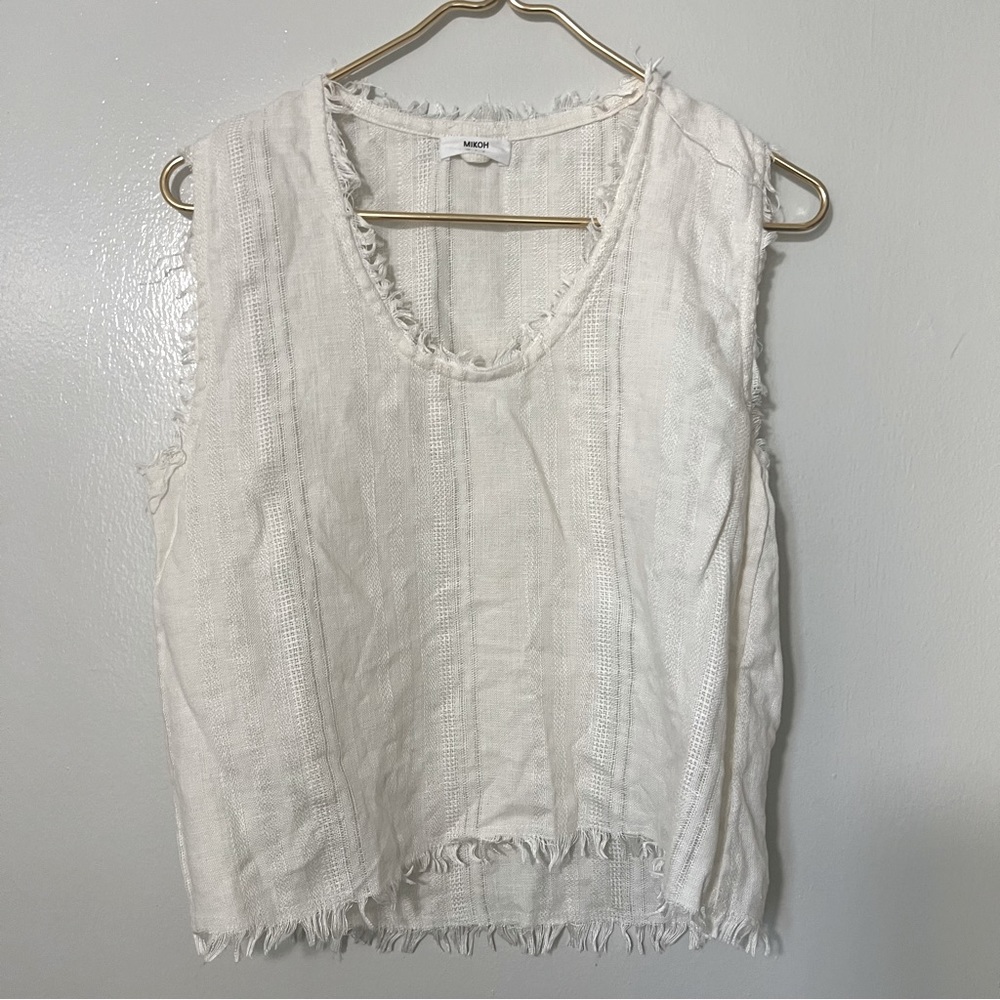 MIKOH Swim Boho Fray Raw Edge Tank Blouse Cottage Prairy Beach Girly Sz 1 /Small